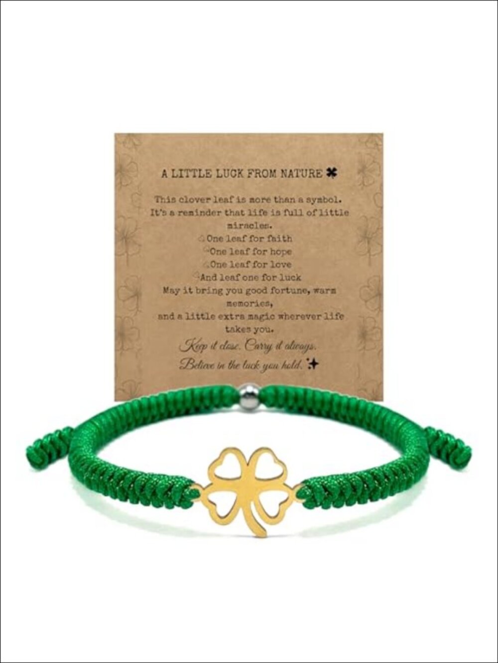 Gold Plated Four Leaf Clover Bracelet Adjustable Braided Lucky Protection Gift